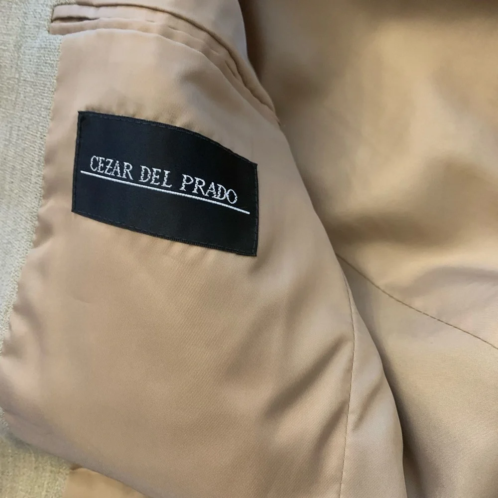 Mens Sports Jacket Suit Coat Blazer Size 38S Beige Cezar Del Prado